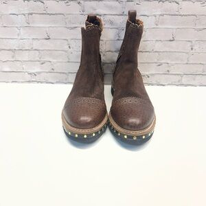 Free People Brown Ankle Boots with Gold Accents